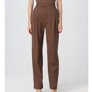 SIR The Label NWT Adrien Pleated Wool Blend Trousers Brown Size 1 (US 26-27)